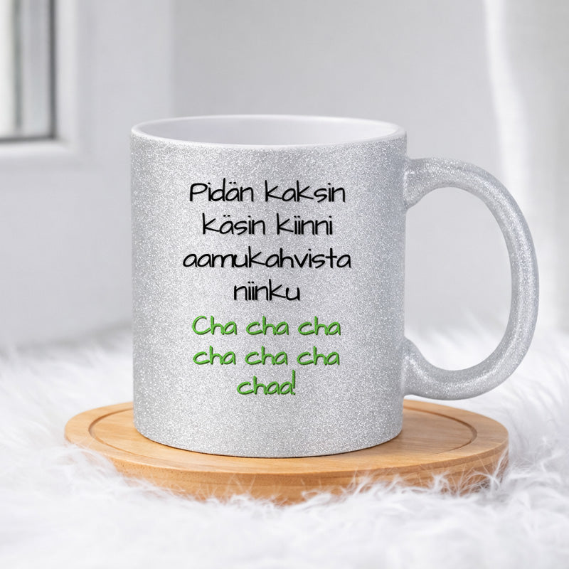 Aamukahvit - Cha cha chaa! (0211) | Glittermuki 330ml