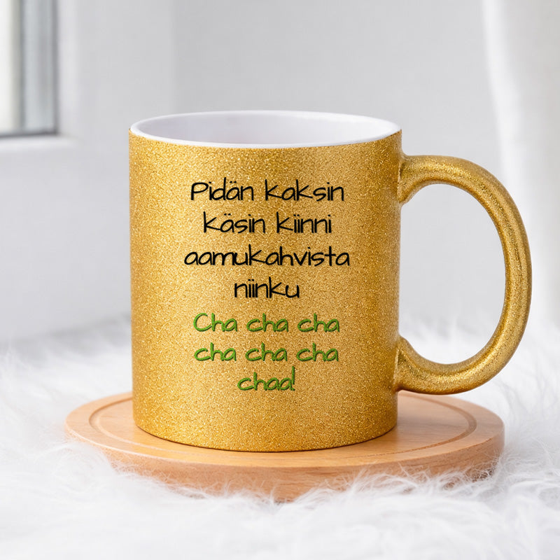Aamukahvit - Cha cha chaa! (0211) | Glittermuki 330ml