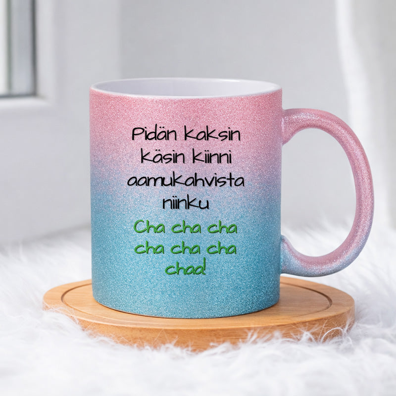 Aamukahvit - Cha cha chaa! (0211) | Glittermuki 330ml