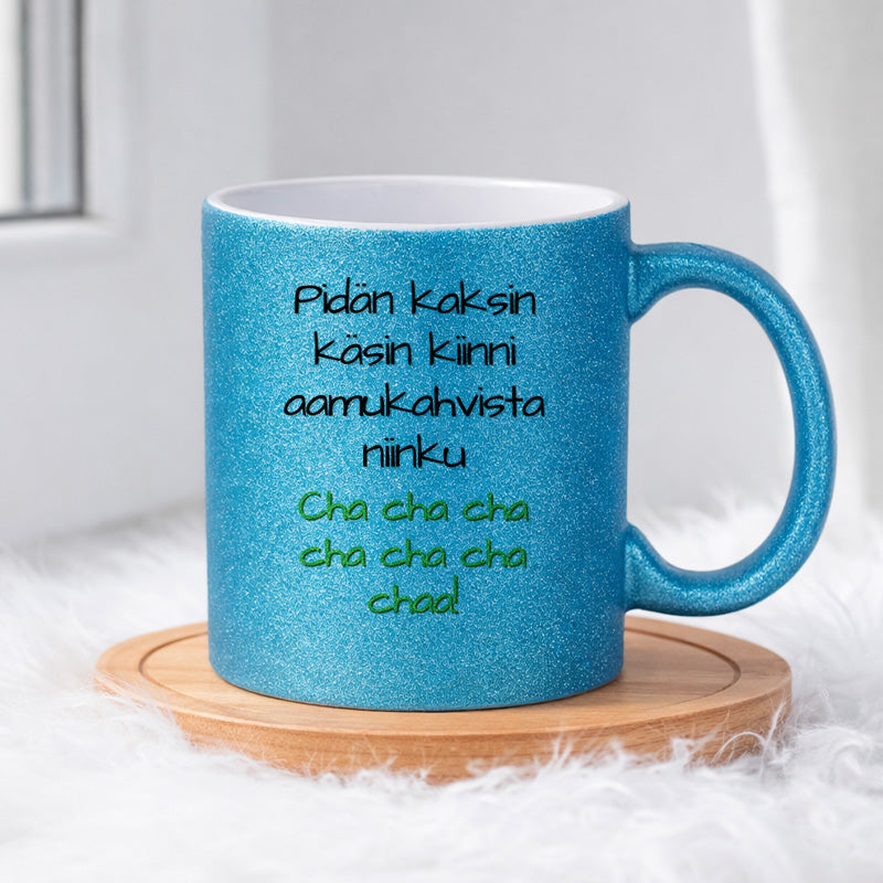 Aamukahvit - Cha cha chaa! (0211) | Glittermuki 330ml