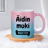 Äidin muki - Näpit irti (0367) | Glittermuki 330ml