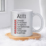 Äidistä on moneksi (0207) | Glittermuki 330ml