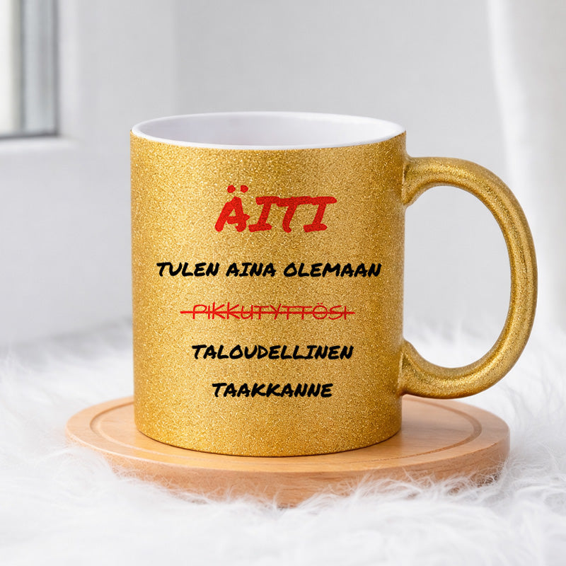 Äiti – Tulen aina olemaan pikkutyttösi (0259) | Glittermuki 330ml