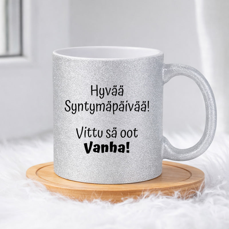 Hyvää syntymäpäivää (0141) | Glittermuki 330ml
