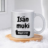 Isän muki - Näpit irti (0370) | Glittermuki 330ml