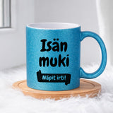 Isän muki - Näpit irti (0370) | Glittermuki 330ml