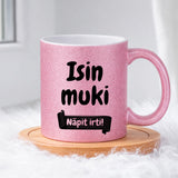 Isin muki - Näpit irti (0369) | Glittermuki 330ml