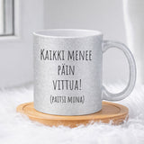 Kaikki menee päin vittu paitsi muna (0052) | Glittermuki 330ml