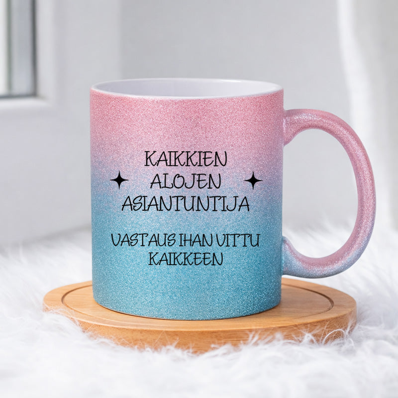Kaikkien alojen asiantuntija (0524) | Glittermuki 330ml