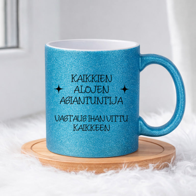 Kaikkien alojen asiantuntija (0524) | Glittermuki 330ml