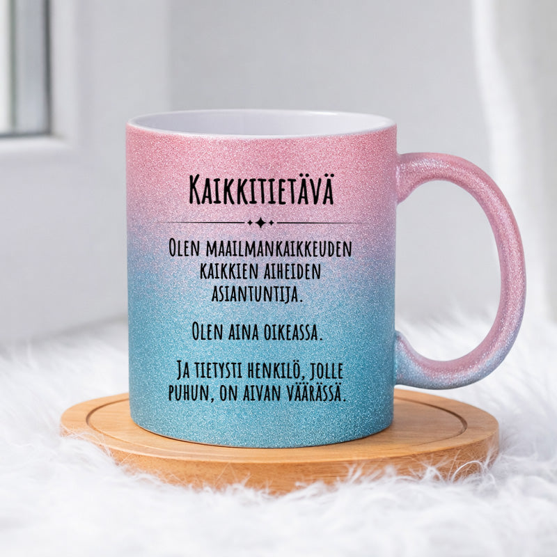 Kaikkitietävä (0355) | Glittermuki 330ml