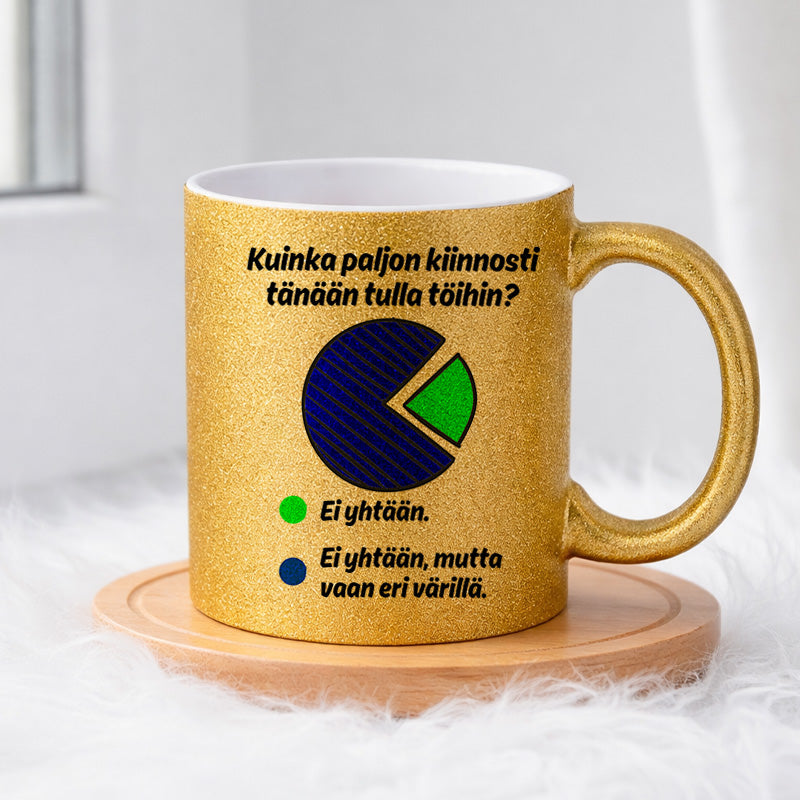 Kuinka paljon kiinnosti tänään tulla töihin (0520) | Glittermuki 330ml