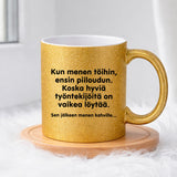 Kun menen töihin (0037) | Glittermuki 330ml