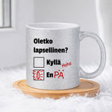 Oletko lapsellinen Kyllä - En (0260) | Glittermuki 330ml