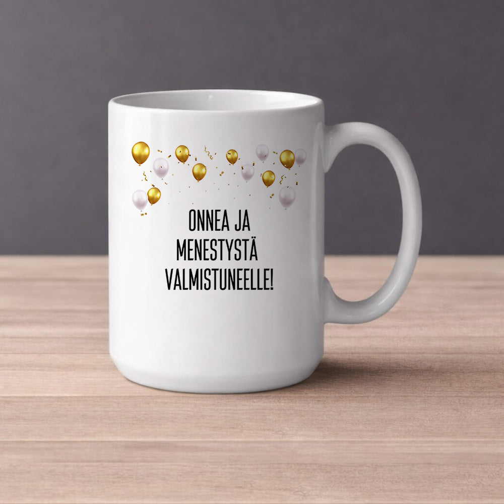 Onnea ja menestystä valmistuneelle! (0204) | Kahvikuppi 440ml