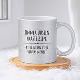 Onnea uusiin haasteisiin! Kyllä nekin vielä vituiksi menee. (0360) | Glittermuki 330ml