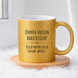 Onnea uusiin haasteisiin! Kyllä nekin vielä vituiksi menee. (0360) | Glittermuki 330ml