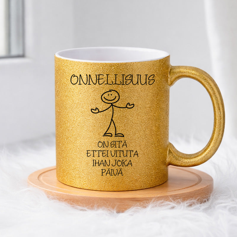 Onnellisuus on sitä ettei vituta ihan joka päivä (0268) | Glittermuki 330ml