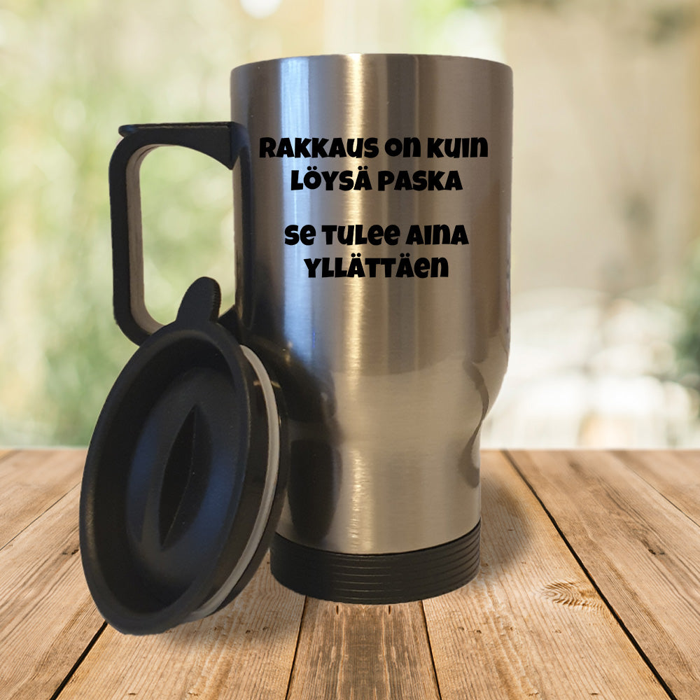 Rakkaus on kuin löysä paska (0237) | Termosmuki 3,9dl