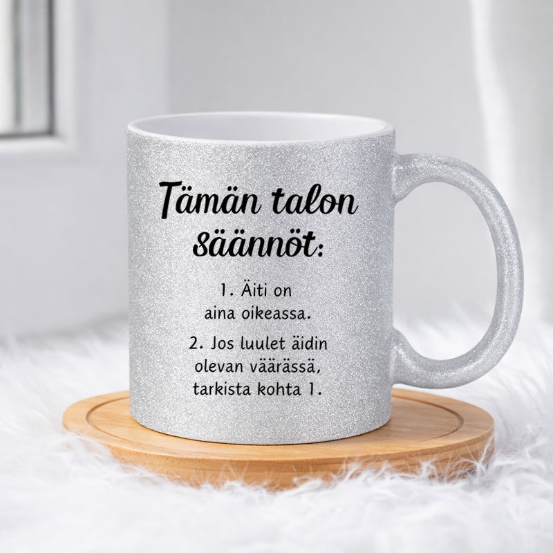Tämän talon säännöt (0324) | Glittermuki 330ml