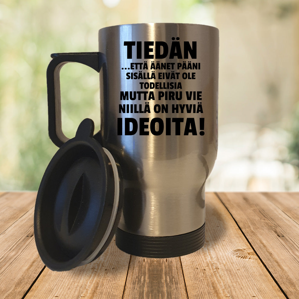 Tiedän että äänet pääni sisällä (0378) | Termosmuki 3,9dl