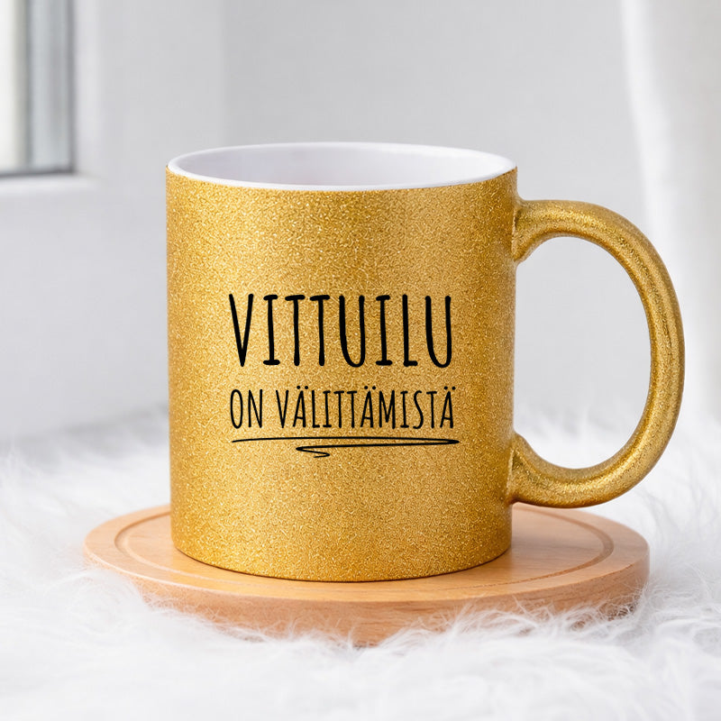 Vittuilu on välittämistä (0448) | Glittermuki 330ml