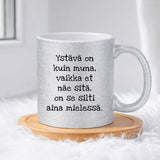 Ystävä on kuin muna (0192) | Glittermuki 330ml