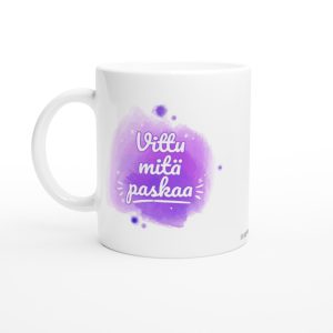Vittu mitä paskaa kahvikuppi violetilla pohjalla