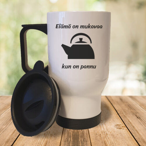 Elämä on mukavaa, kun on pannu (0082) | Termosmuki 3,9dl