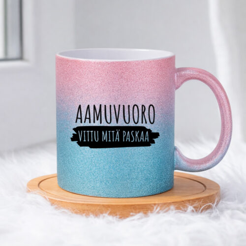 Aamuvuoro - Vittu mitä paskaa (0025) | Glittermuki 330ml - Image 5