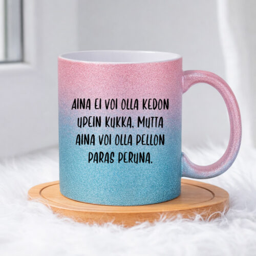 Aina ei voi olla kedon upein kukka (0059)  | Glittermuki 330ml - Image 5