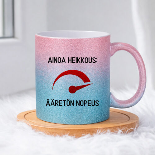 Ainoa heikkous ääretön nopeus (0296) | Glittermuki 330ml - Image 5