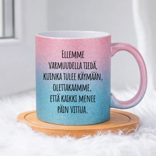 Ellemme varmuudella tiedä, kuinka tulee käymään, olettakaamme, että kaikki menee päin vittua (0347) | Glittermuki 330ml - Image 5