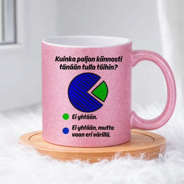 Kuinka paljon kiinnosti tänään tulla töihin Kahvikuppi 330ml (0520) Pinkki Glitter muki