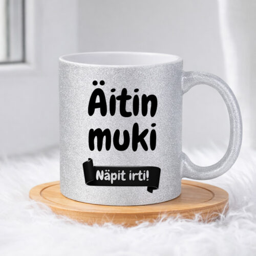 Äitin muki - Näpit irti (0368) | Glittermuki 330ml - Image 3