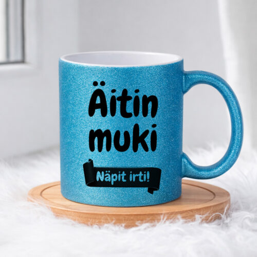 Äitin muki - Näpit irti (0368) | Glittermuki 330ml - Image 4