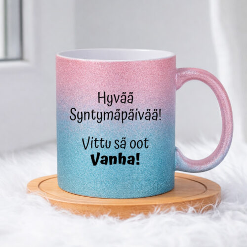 Hyvää syntymäpäivää (0141) | Glittermuki 330ml - Image 5