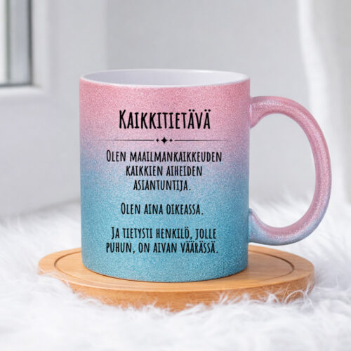 Kaikkitietävä (0355) | Glittermuki 330ml - Image 5
