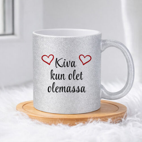 Kiva kun olet olemassa (0181) | Glittermuki 330ml - Image 3
