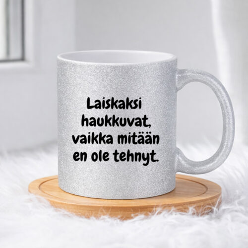 Laiskaksi haukkuvat (0093) | Glittermuki 330ml - Image 3