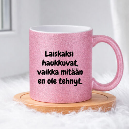 Laiskaksi haukkuvat (0093) | Glittermuki 330ml