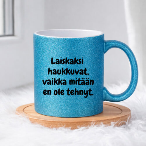 Laiskaksi haukkuvat (0093) | Glittermuki 330ml - Image 4