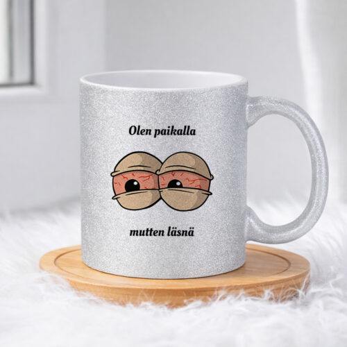 Olen paikalla mutten läsnä (0309) | Glittermuki 330ml - Image 3