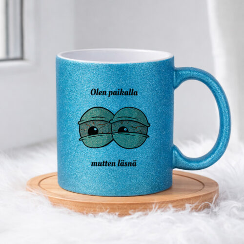 Olen paikalla mutten läsnä (0309) | Glittermuki 330ml - Image 4