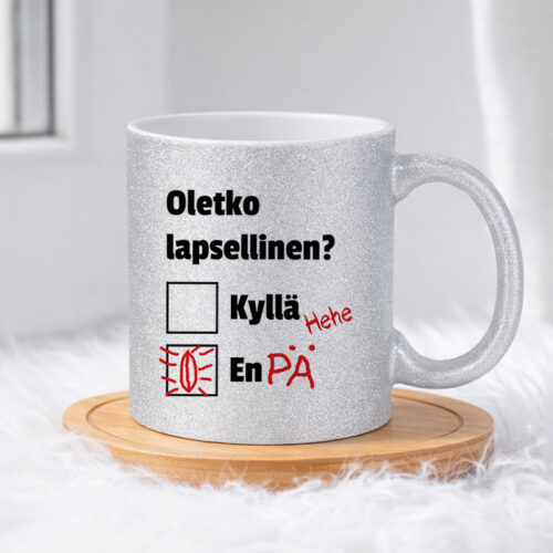 Oletko lapsellinen Kyllä - En (0260) | Glittermuki 330ml - Image 3