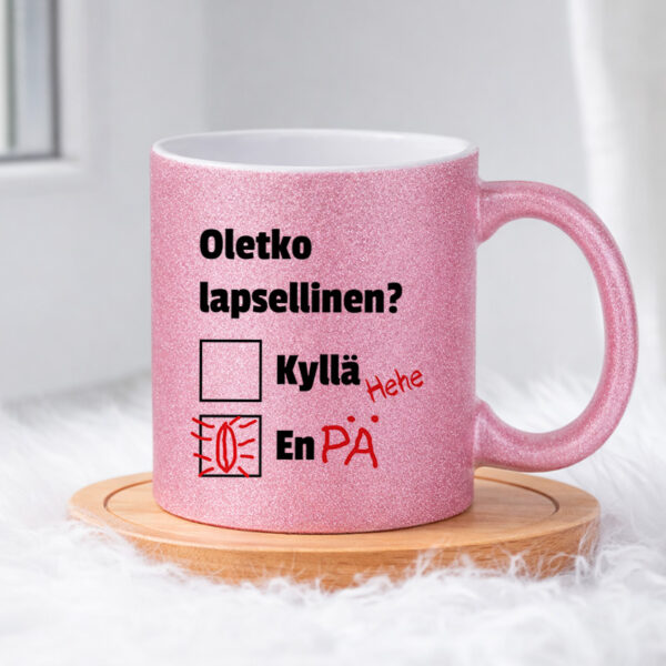 Oletko lapsellinen Kyllä - En (0260) Pinkki Glitter muki