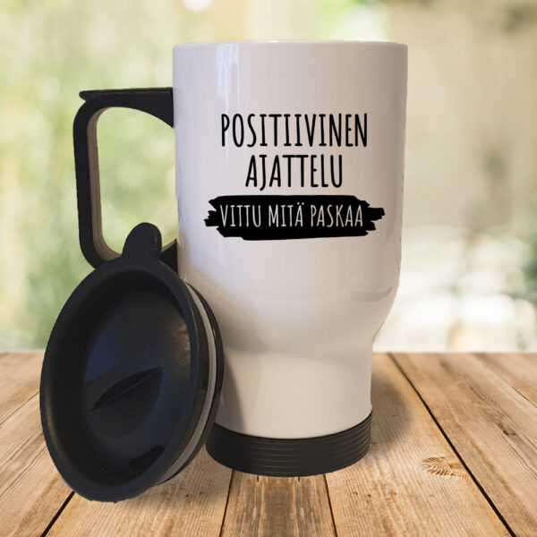 Positiivinen ajattelu - Vittu mitä paskaa (0408) Termosmuki 3,9dl