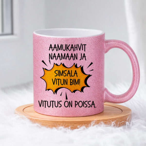 Simsala vitun bim (0330) Pinkki Glitter muki