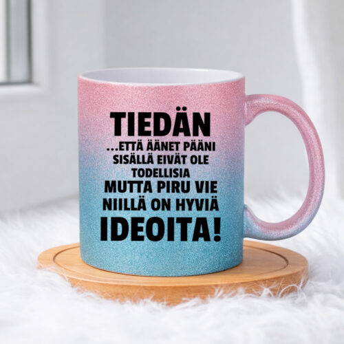 Tiedän että äänet pääni sisällä (0378) | Glittermuki 330ml - Image 5