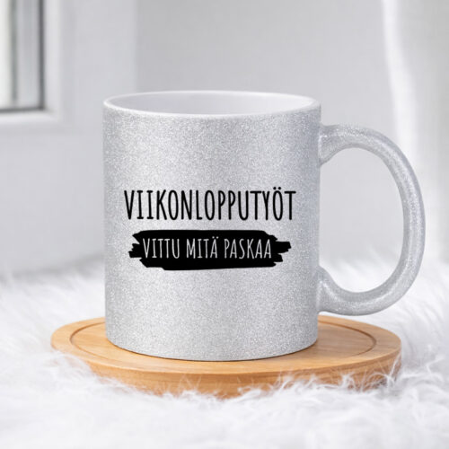Viikonlopputyöt - Vittu mitä paskaa (0421) | Glittermuki 330ml - Image 3